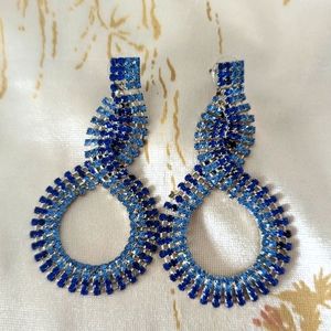 Blue crystal fashion earrings